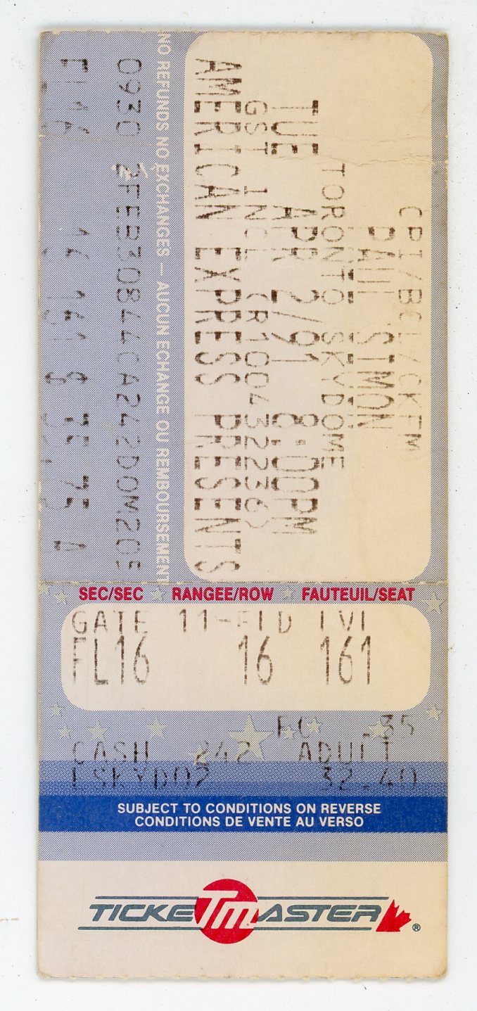 Paul Simon Vintage Concert Ticket Skydome (Toronto, 1991)