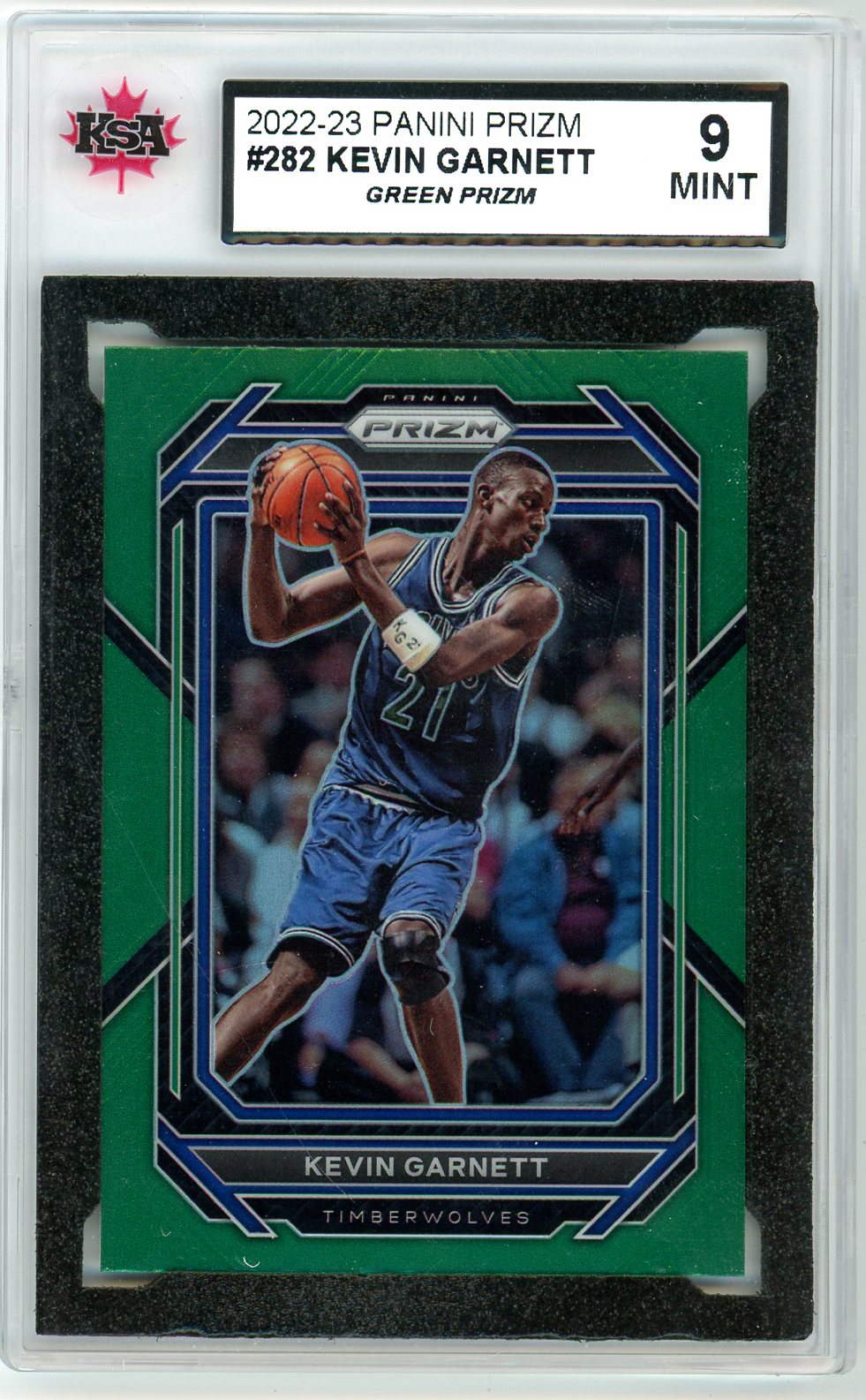 2022/23 Panini Prizm Kevin Garnett Green Prizm Graded Card #282 KSA 9