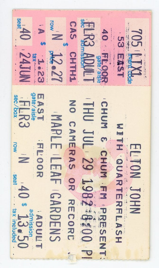 Elton John Vintage Concert Ticket Maple Leaf Gardens (Toronto, 1982)