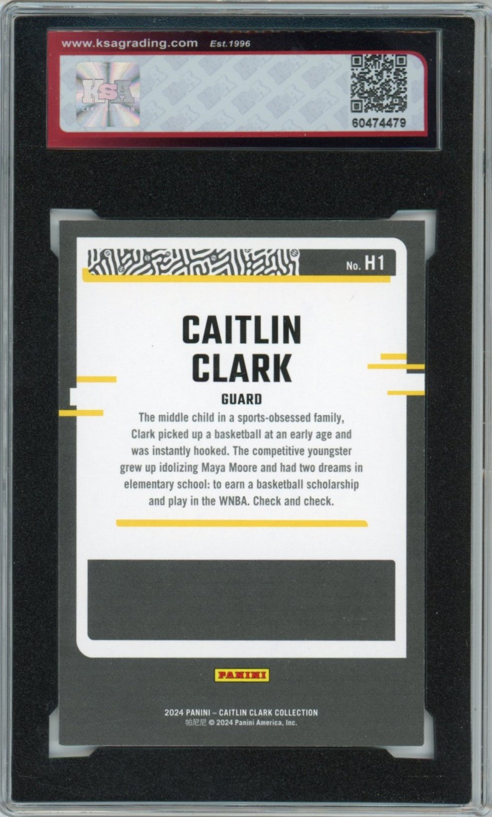 2024 Panini Caitlin Clark Collection Highlights #H1 Floating Hearts /199 Graded Basketball Card KSA 8.5