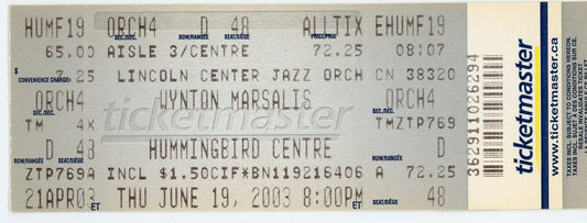 Wynton Marsalis Vintage Concert Ticket Stub Hummingbird Centre (Toronto, 2003)