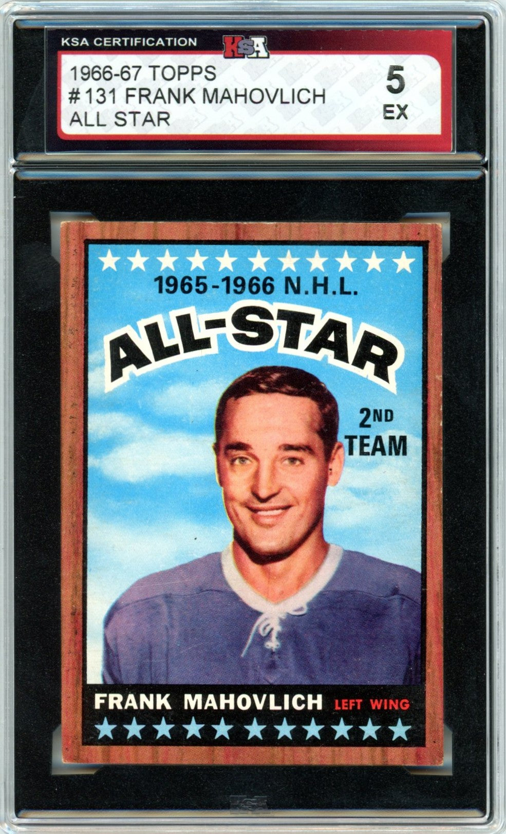 1966/67 Topps Frank Mahovlich #131 Graded Hockey Card KSA 5