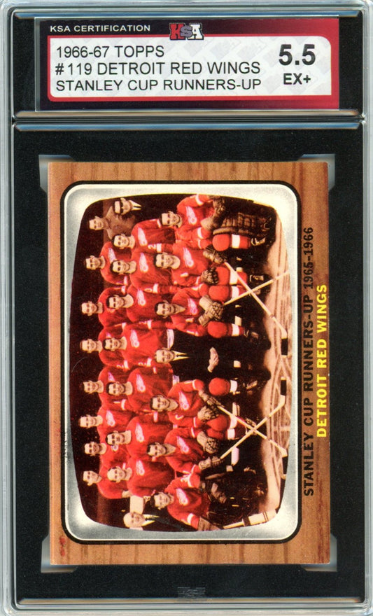 1966/67 Topps Detroit Red Wings Stanley Cup Runners-Up Graded Hockey Card KSA 5.5