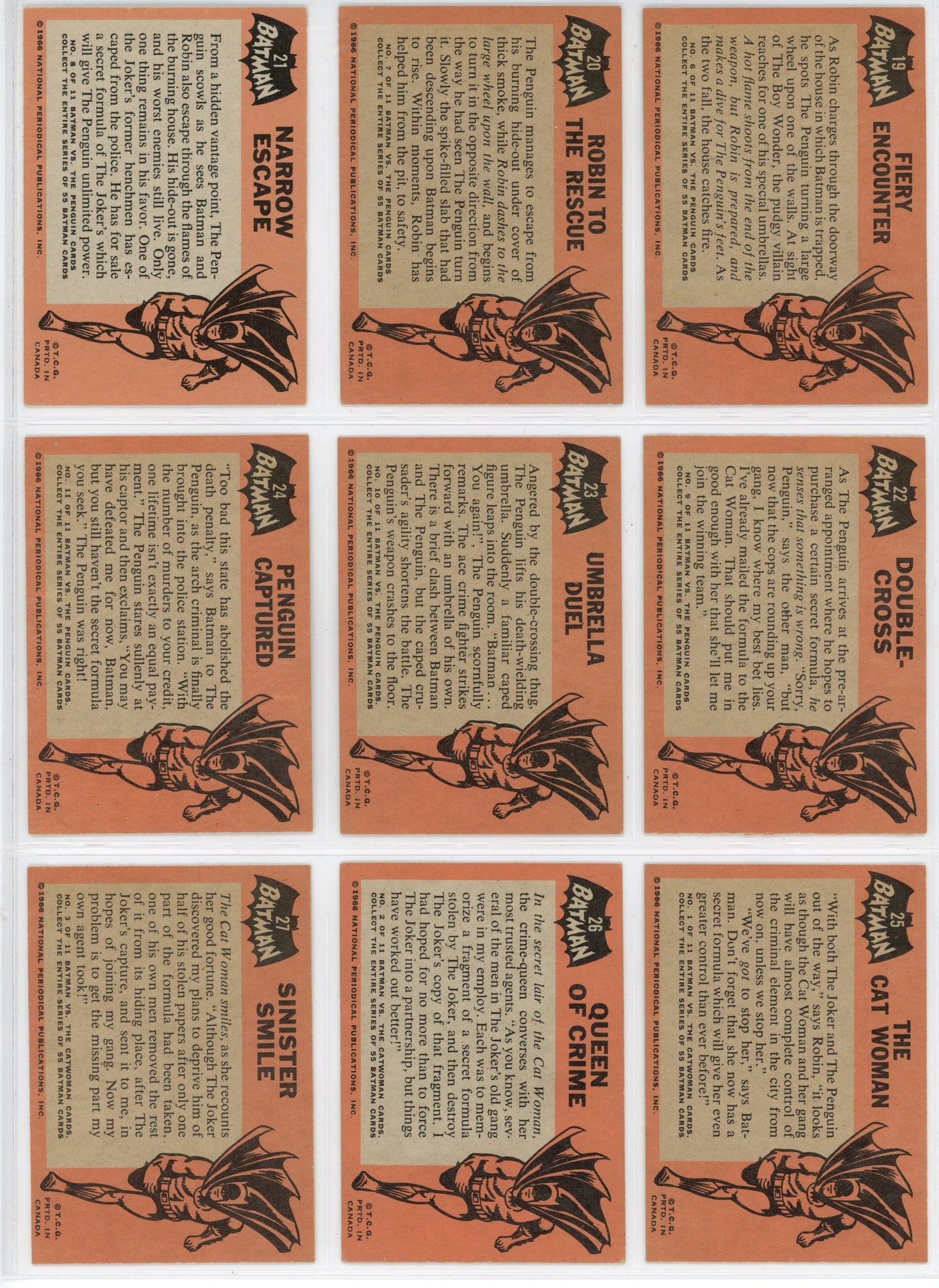 1966 O-Pee-Chee Batman Trading Cards Complete Set (54 Cards) Includes Rookie Card