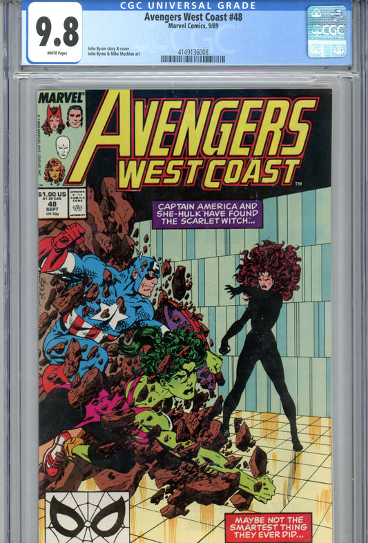 1989 Avengers West Coast #48 Graded Comic Book Captain America / She-Hulk / Scarlet Witch CGC 9.8