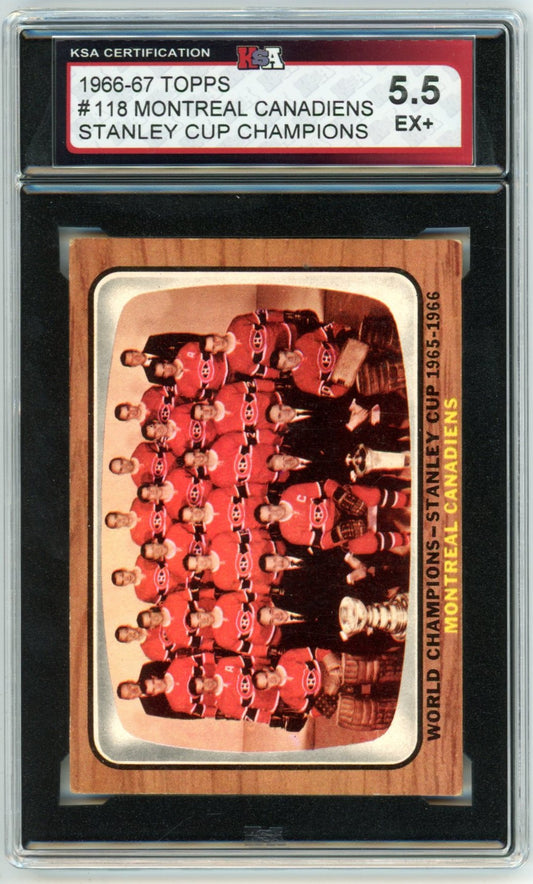 1966/67 Topps Montreal Canadiens Stanley Cup Champions Graded Hockey Card KSA 5.5