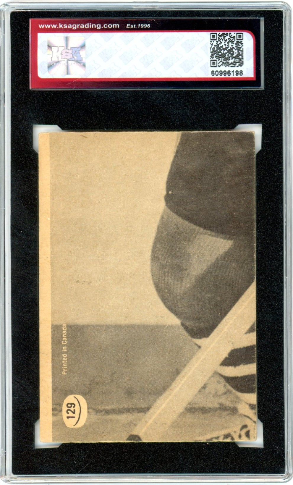 1967/68 Topps Glenn Hall #129 All Star Graded Hockey Card KSA 3