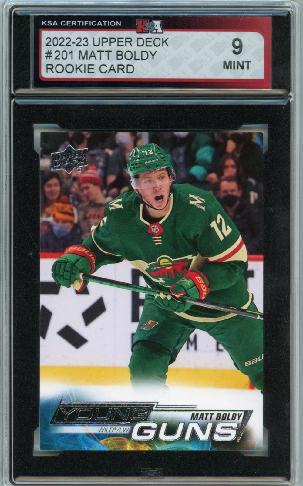2022/23 Upper Deck Matt Boldy Young Guns Graded Rookie Card #201 KSA 9