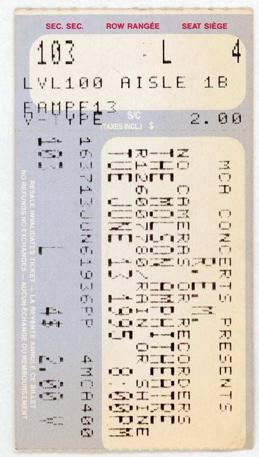 R.E.M. Vintage Concert Ticket Molson Amphitheatre (Toronto, 1995)