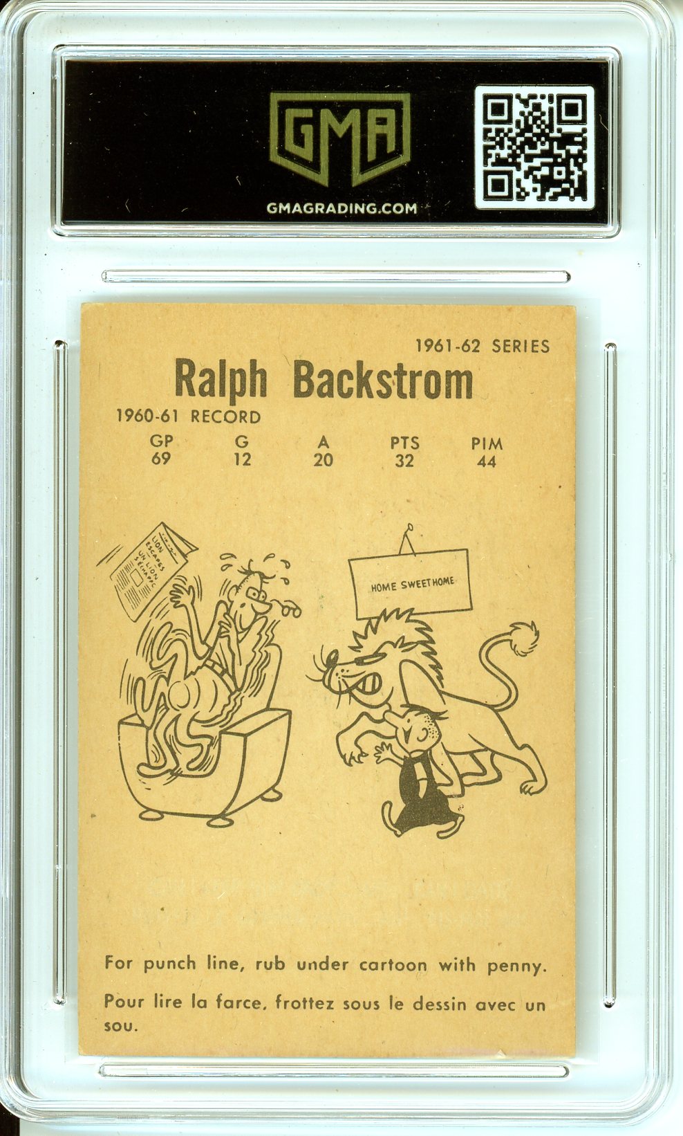 1961 Parkhurst Ralph Backstrom #39 Graded Card 4.5