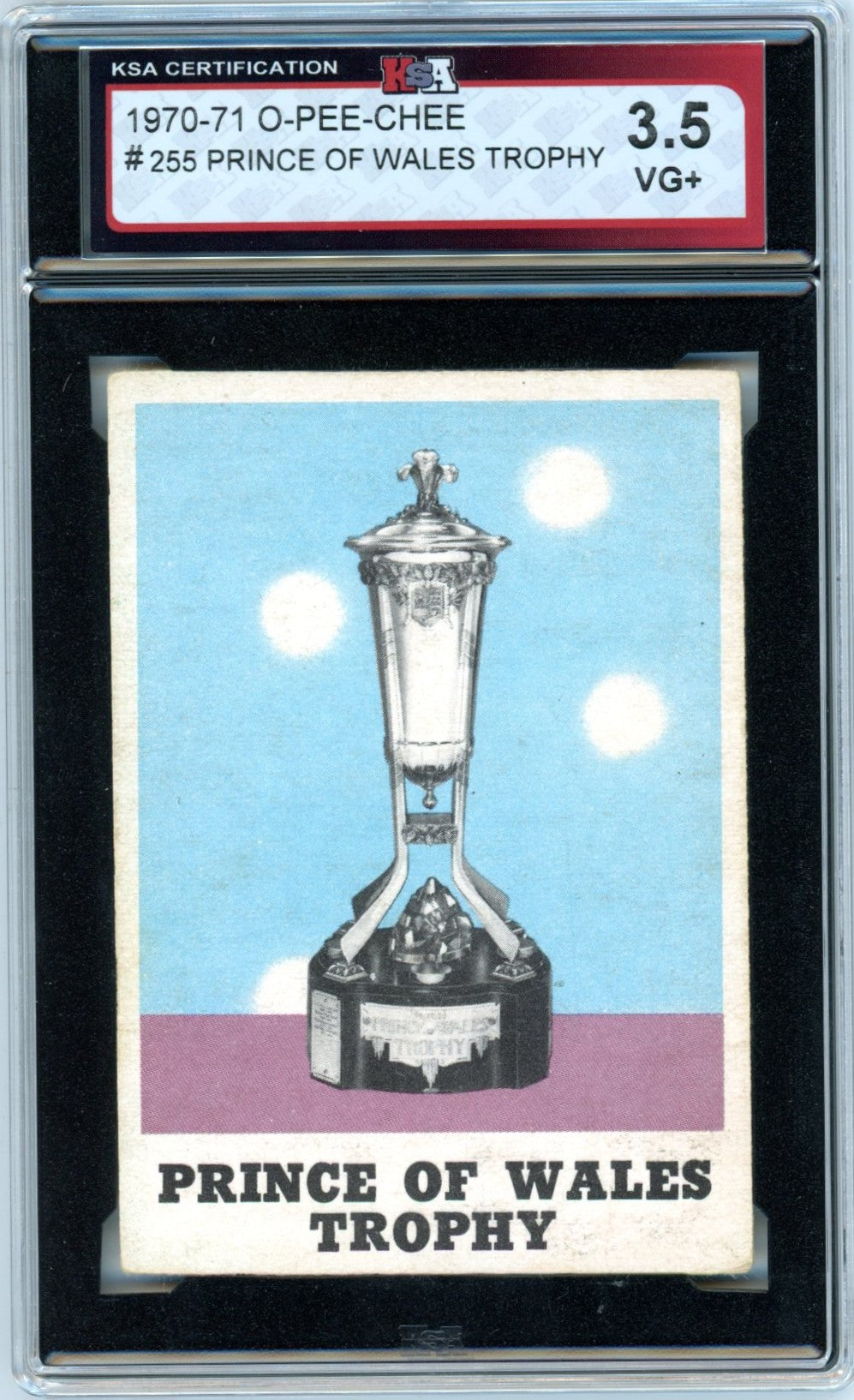 1970/71 OPC O-Pee-Chee Prince of Wales Trophy #255 Graded Hockey Card KSA 3.5