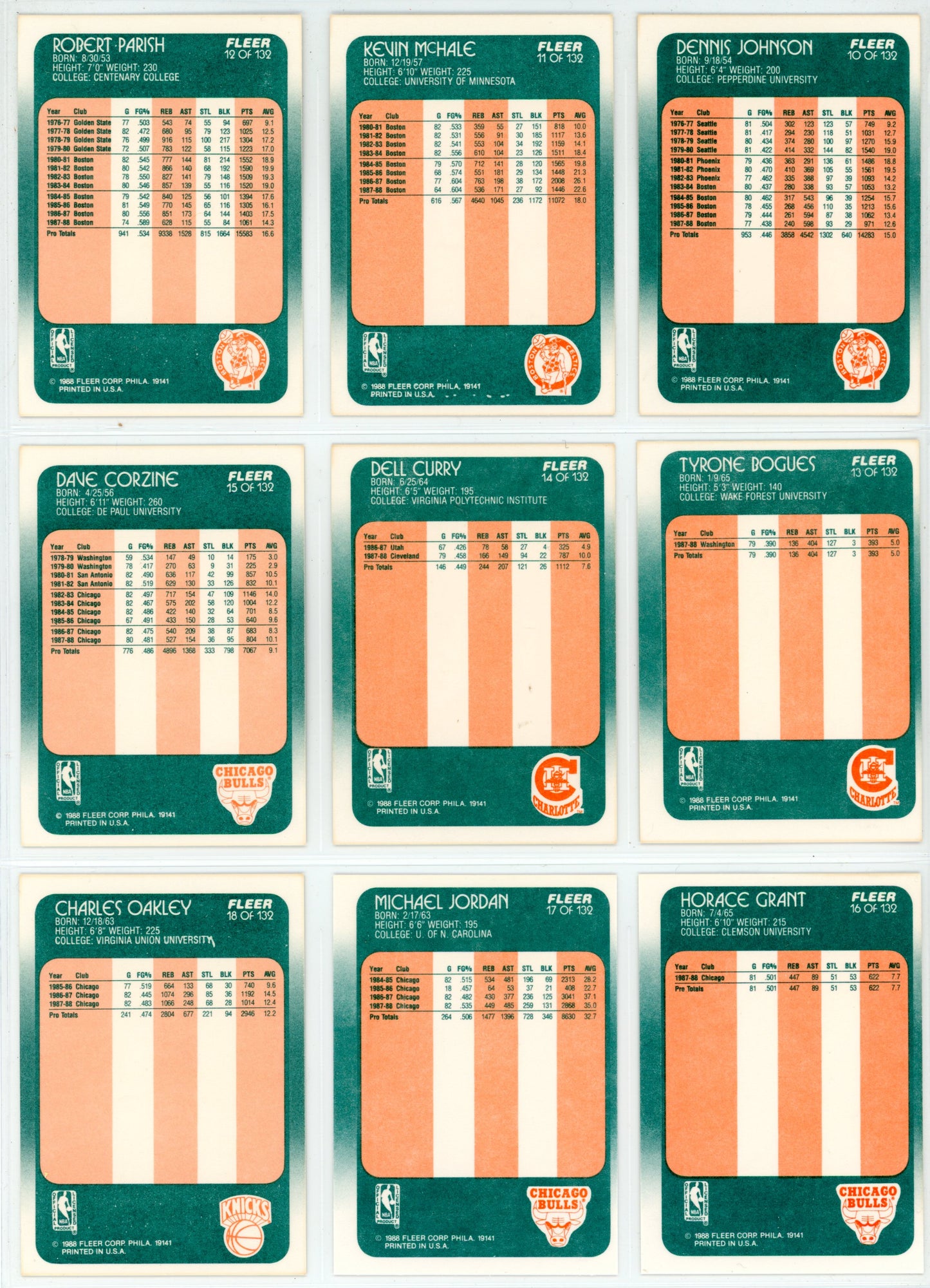 1988/89 Fleer NBA Basketball Card Complete Set (132 Cards) + 11 Stickers Set Pippen, Rodman Rookie