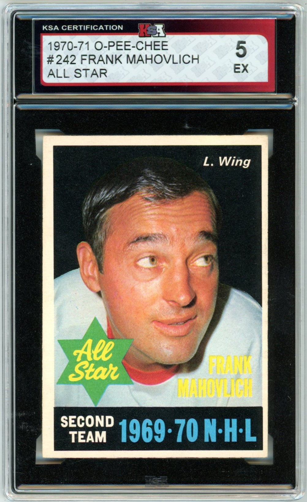 1970/71 OPC O-Pee-Chee Frank Mahovlich #242 All Star Graded Hockey Card KSA 5