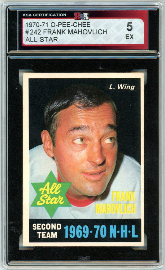 1970/71 OPC O-Pee-Chee Frank Mahovlich #242 All Star Graded Hockey Card KSA 5