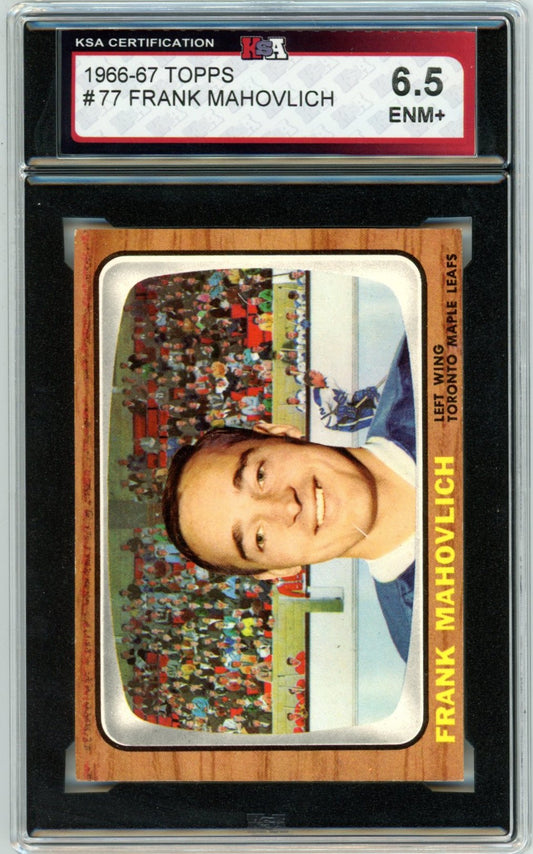 1966/67 Topps Frank Mahovlich #77 Graded Hockey Card KSA 6.5