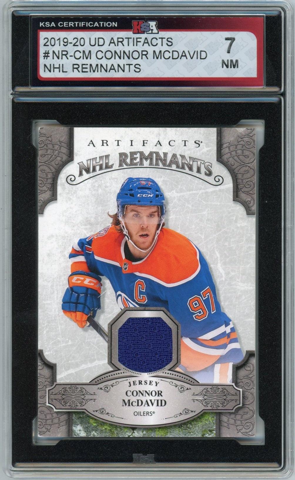 2019/20 Upper Deck Artifacts Connor McDavid NHL Remnants Graded Jersey Card KSA 7