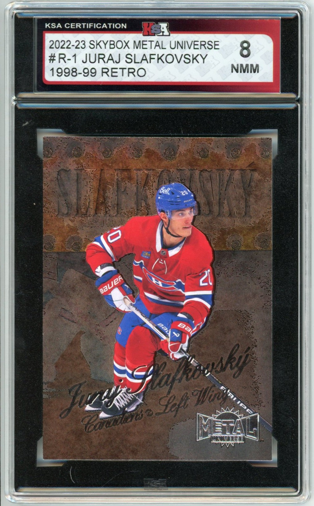 2022/23 Skybox Metal Universe Juraj Slafkovsky Retro '98/99 Graded Rookie Card #R-1 KSA 8
