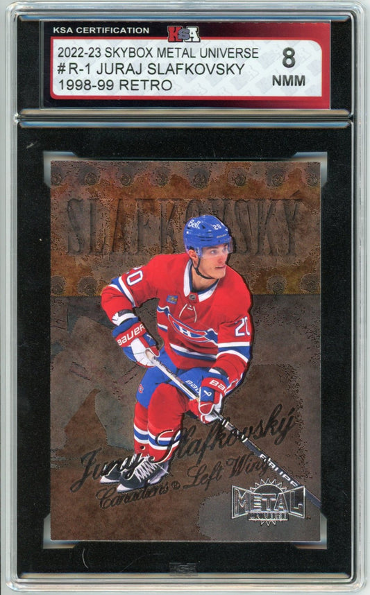 2022/23 Skybox Metal Universe Juraj Slafkovsky Retro '98/99 Graded Rookie Card #R-1 KSA 8