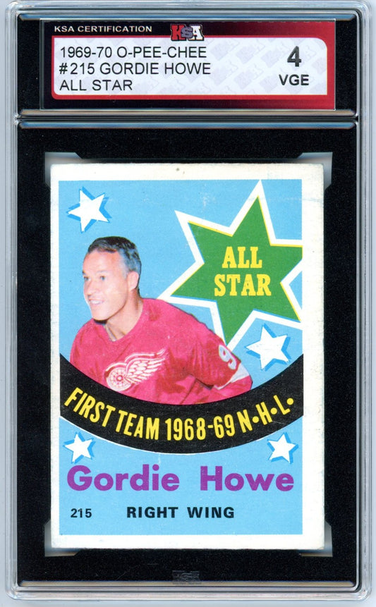 1969/70 OPC O-Pee-Chee Gordie Howe All-Star #215 Graded Hockey Card KSA 4