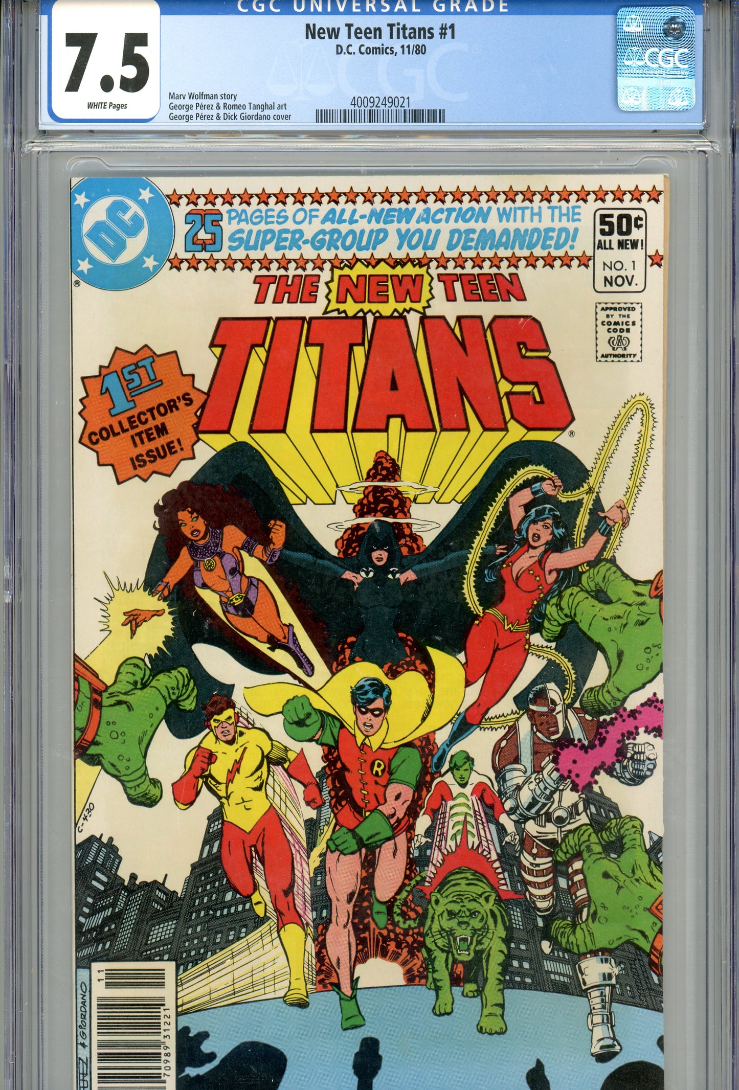 1980 The New Teen Titans #1 Graded Comic Book 1st Collector's Item Issue CGC 7.5