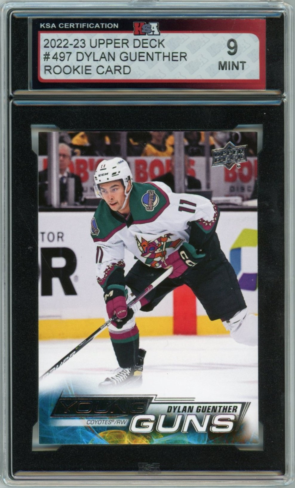 2022/23 Upper Deck Dylan Guenther Young Guns Graded Rookie Card #497 KSA 9