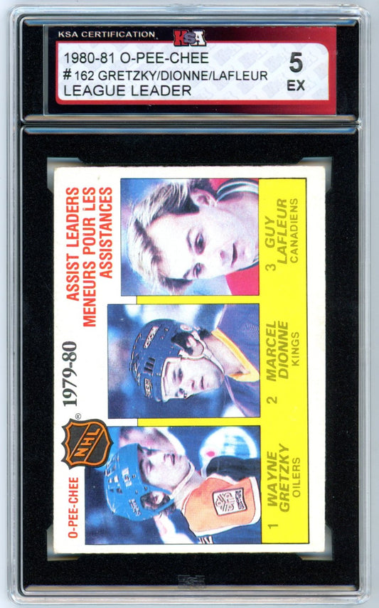 1980/81 OPC O-Pee-Chee Wayne Gretzky / Dionne / Lafleur #162 Graded Hockey Card KSA 5