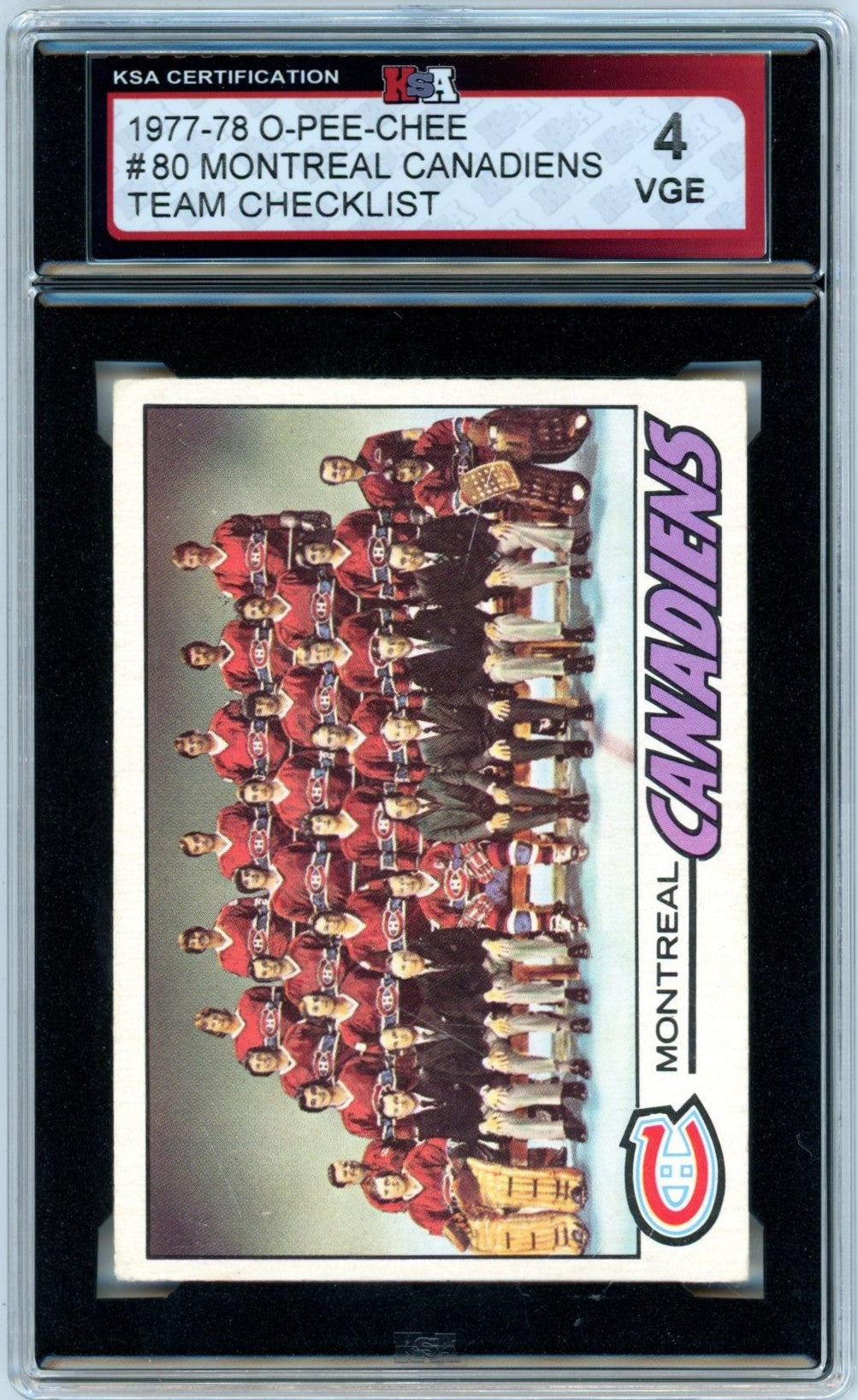1977/78 OPC O-Pee-Chee Montreal Canadiens Team Checklist Graded Hockey Card KSA 4