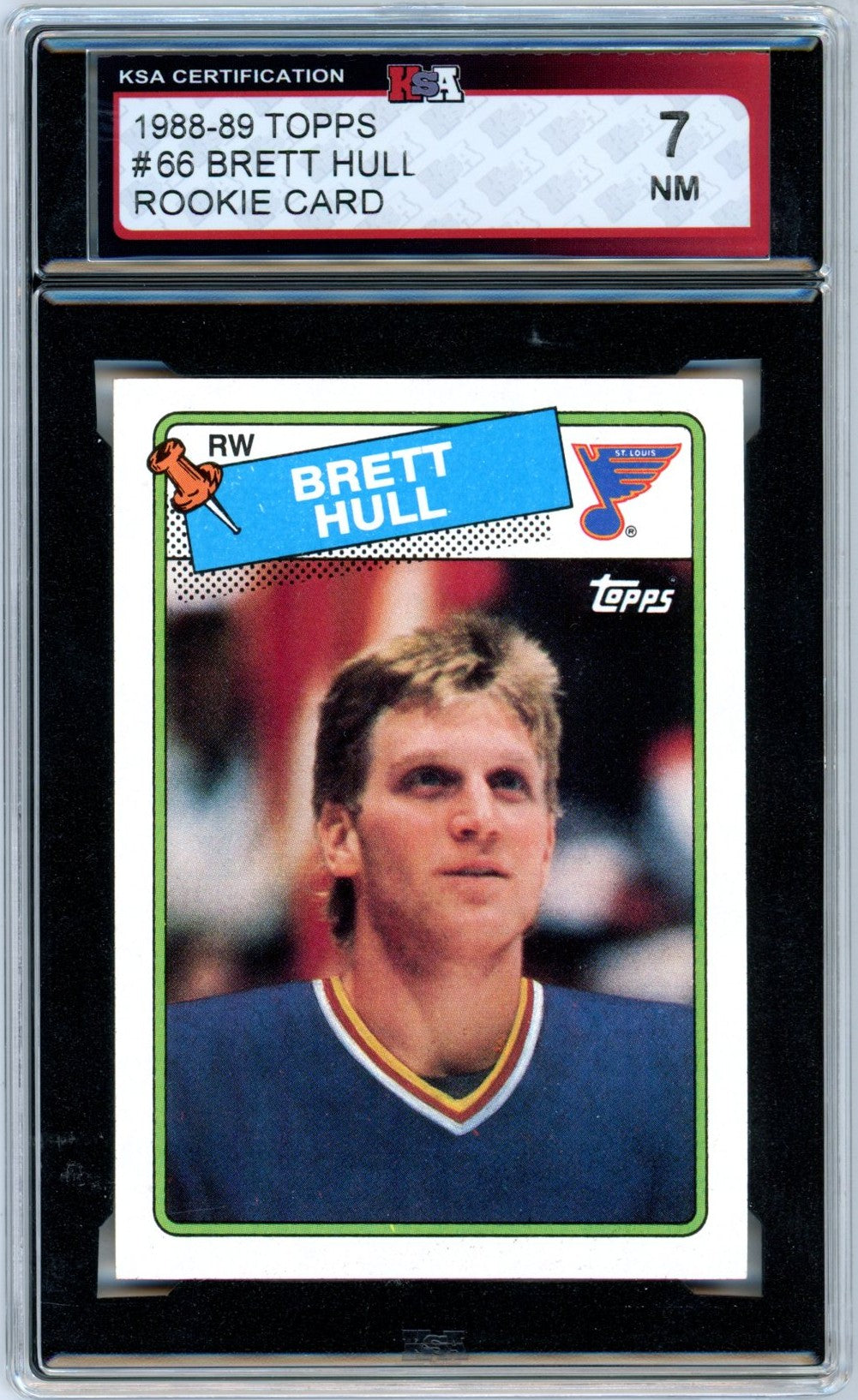 1988/89 Topps Brett Hull #66 Graded Hockey Rookie Card KSA 7