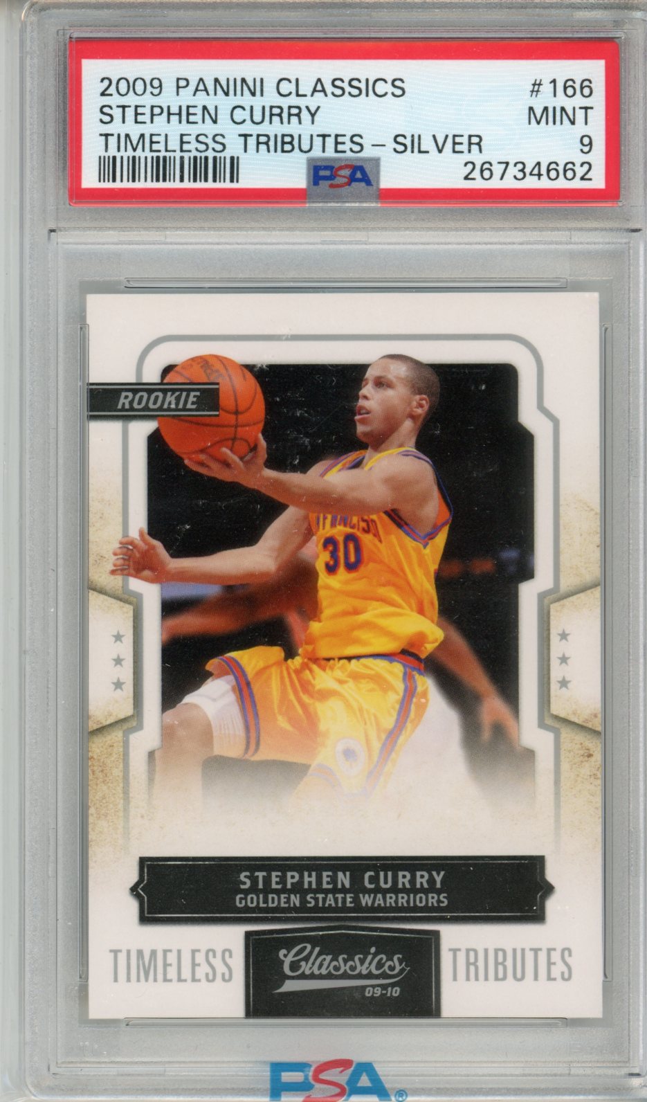 2009 Panini Classics Stephen Curry Timeless Tributes Graded Rookie Card #166 PSA 9 /100