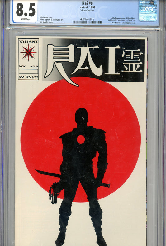 1992 Valiant Rai #0 Graded Comic Book Glossy Version CGC 8.5