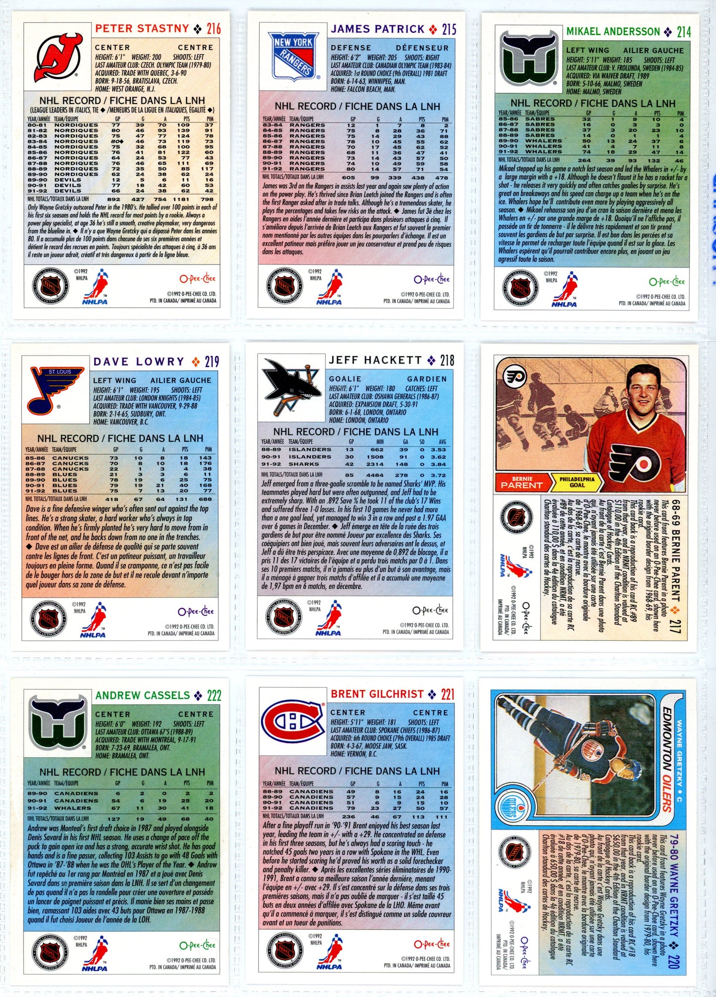 1992/93 O-Pee-Chee & OPC Premier NHL Hockey Card Complete Sets (528 Cards) + Inserts