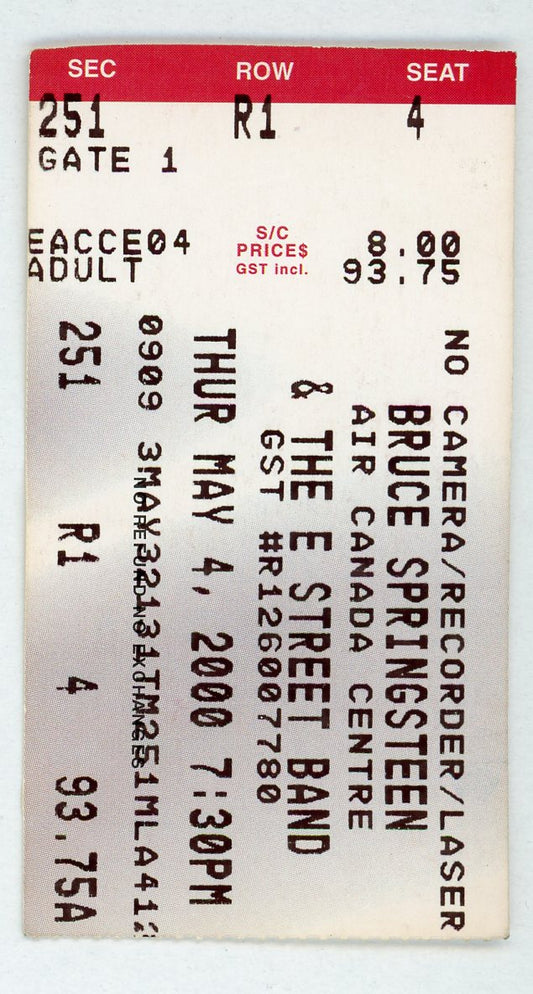 Bruce Springsteen & The E Street Band Vintage Concert Ticket Air Canada Centre (Toronto, 2000)