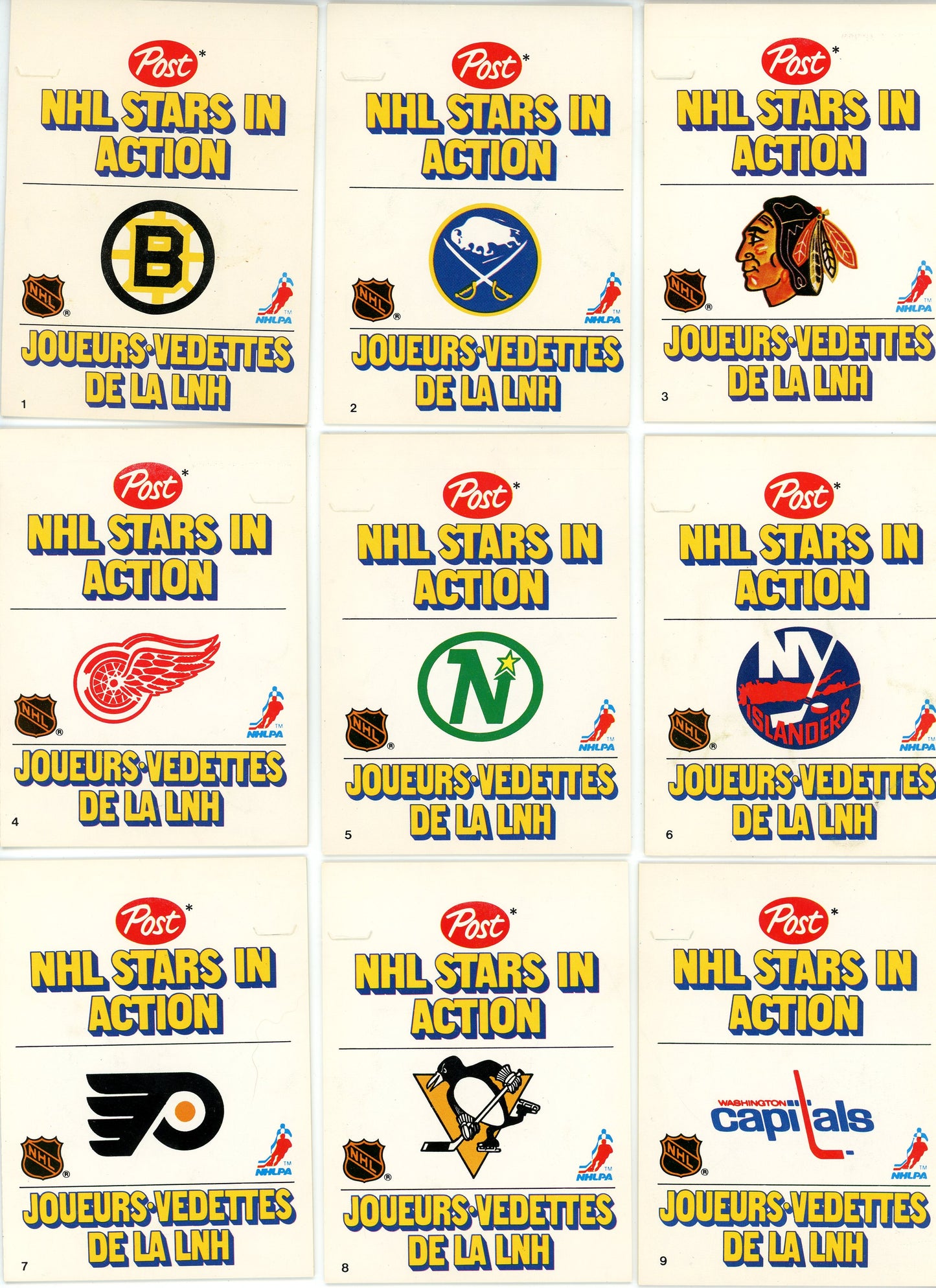 1981/82 Post NHL Stars in Action Foldable Player Cards Complete Set (28 Cards)