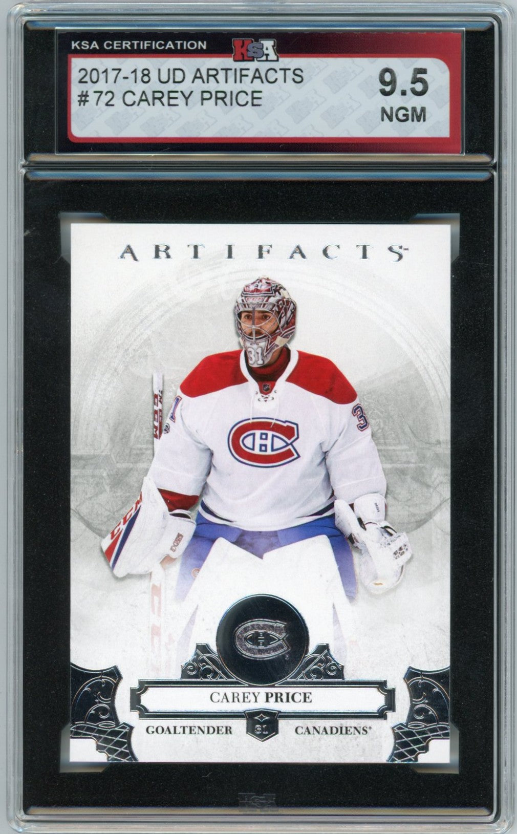 2017/18 Upper Deck Artifacts Carey Price Graded Hockey Card #72 KSA 9.5