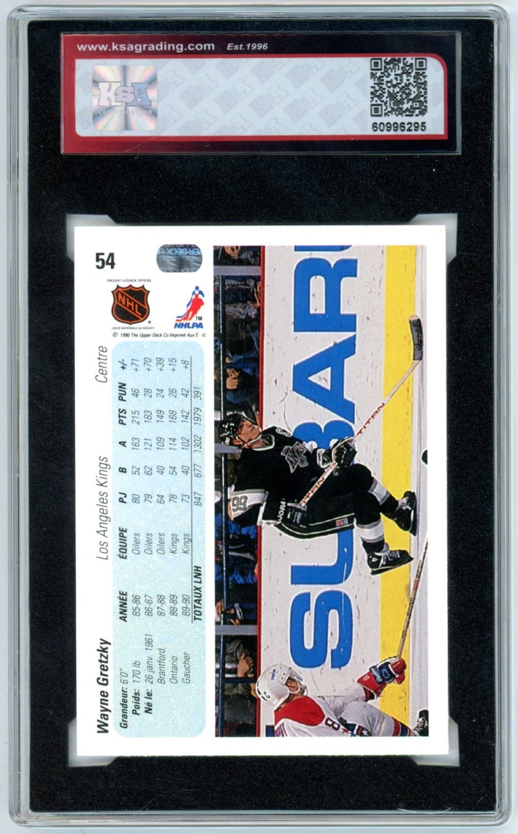 1990/91 Upper Deck French Wayne Gretzky #54 Graded Hockey Card KSA 8