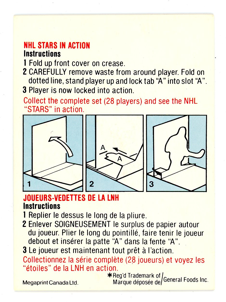 1981/82 Post NHL Stars in Action Foldable Player Cards Complete Set (28 Cards)