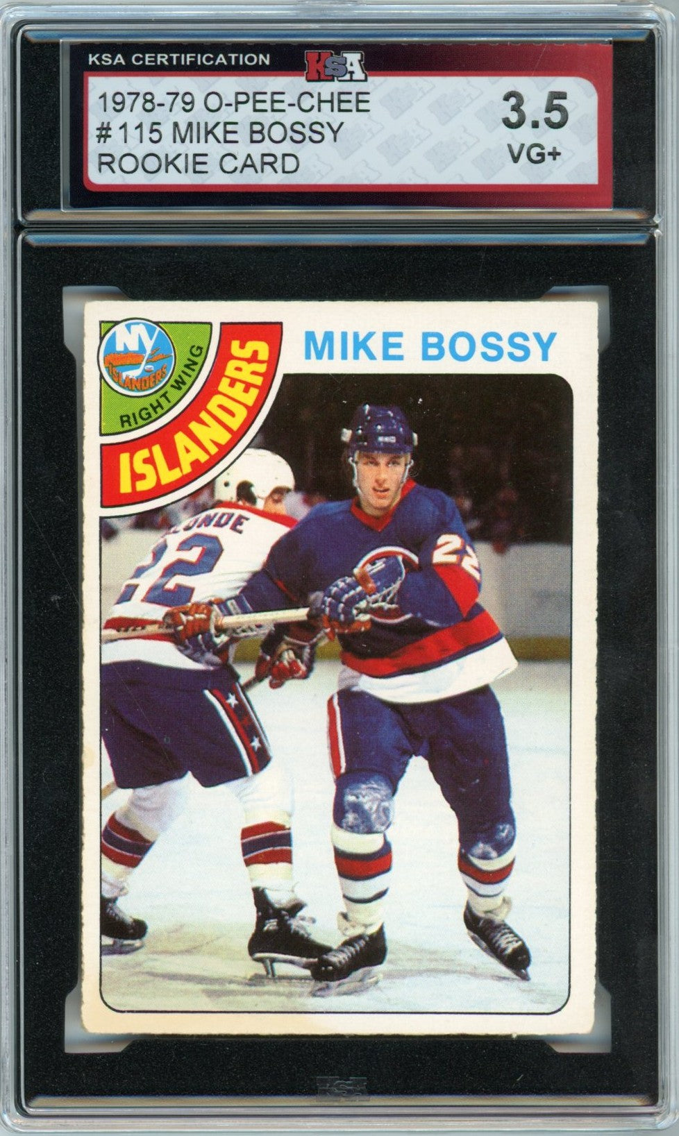 1978/79 OPC O-Pee-Chee Mike Bossy Graded Rookie Card #115 KSA 3.5