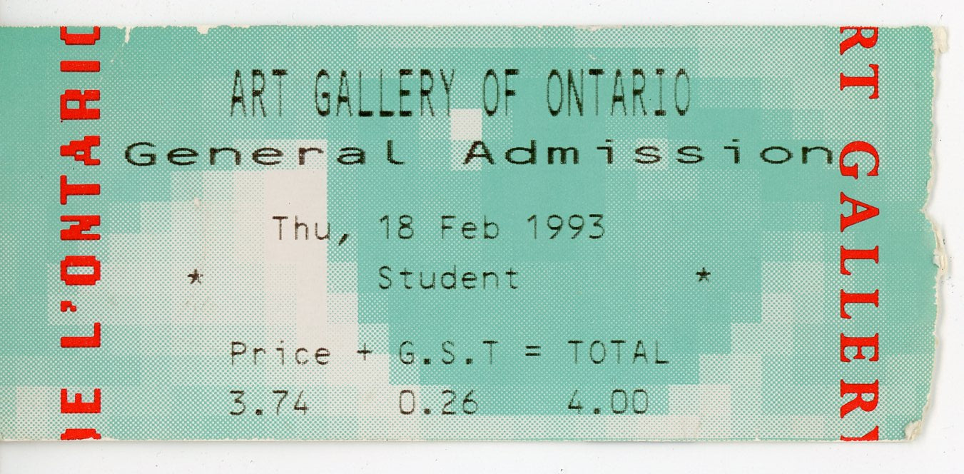 Art Gallery of Ontario Vintage General Admission Pass 1993