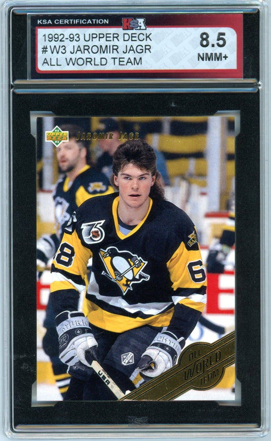 1992/93 Upper Deck Jaromir Jagr #W3 All World Team Graded Hockey Card KSA 8.5