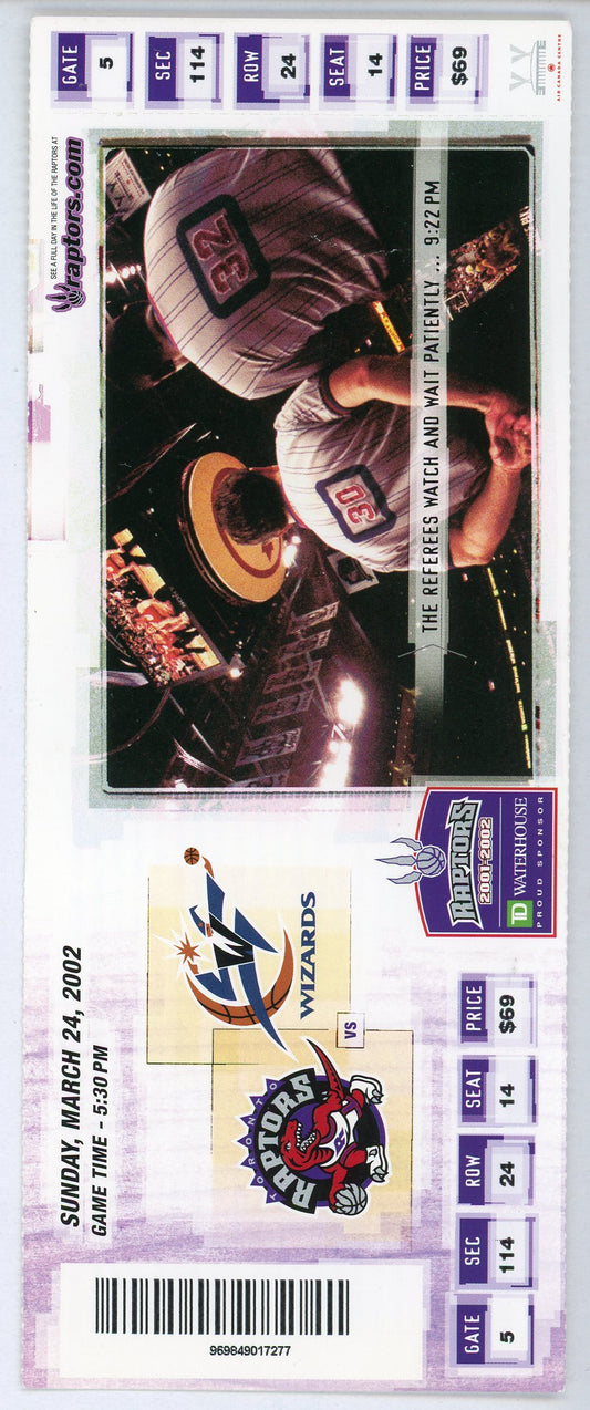 Toronto Raptors vs. Washington Wizards Vintage Ticket Air Canada Centre (Toronto, 2001) Michael Jordan