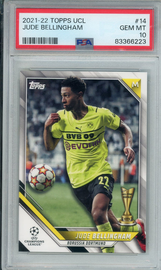 2021/22 Topps UCL Jude Bellingham Graded Soccer Rookie Card #14 PSA 10