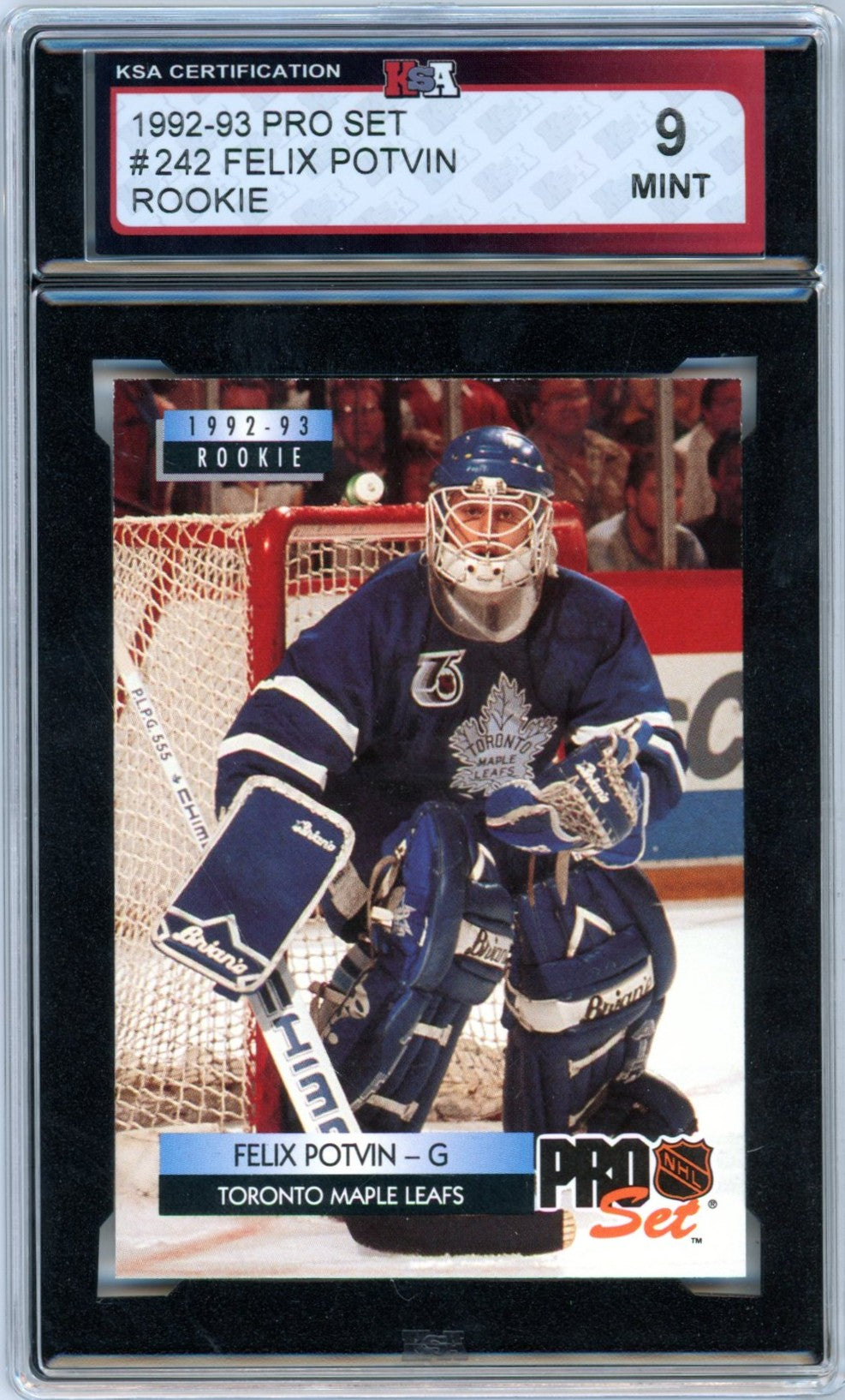 1992/93 Pro Set Felix Potvin #242 Graded Hockey Rookie Card KSA 9