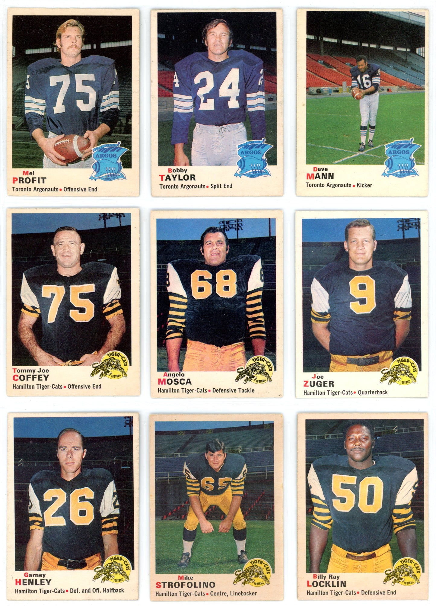 1970 OPC O-Pee-Chee CFL Football Complete Set (115 Cards) EX+ Marked Checklist
