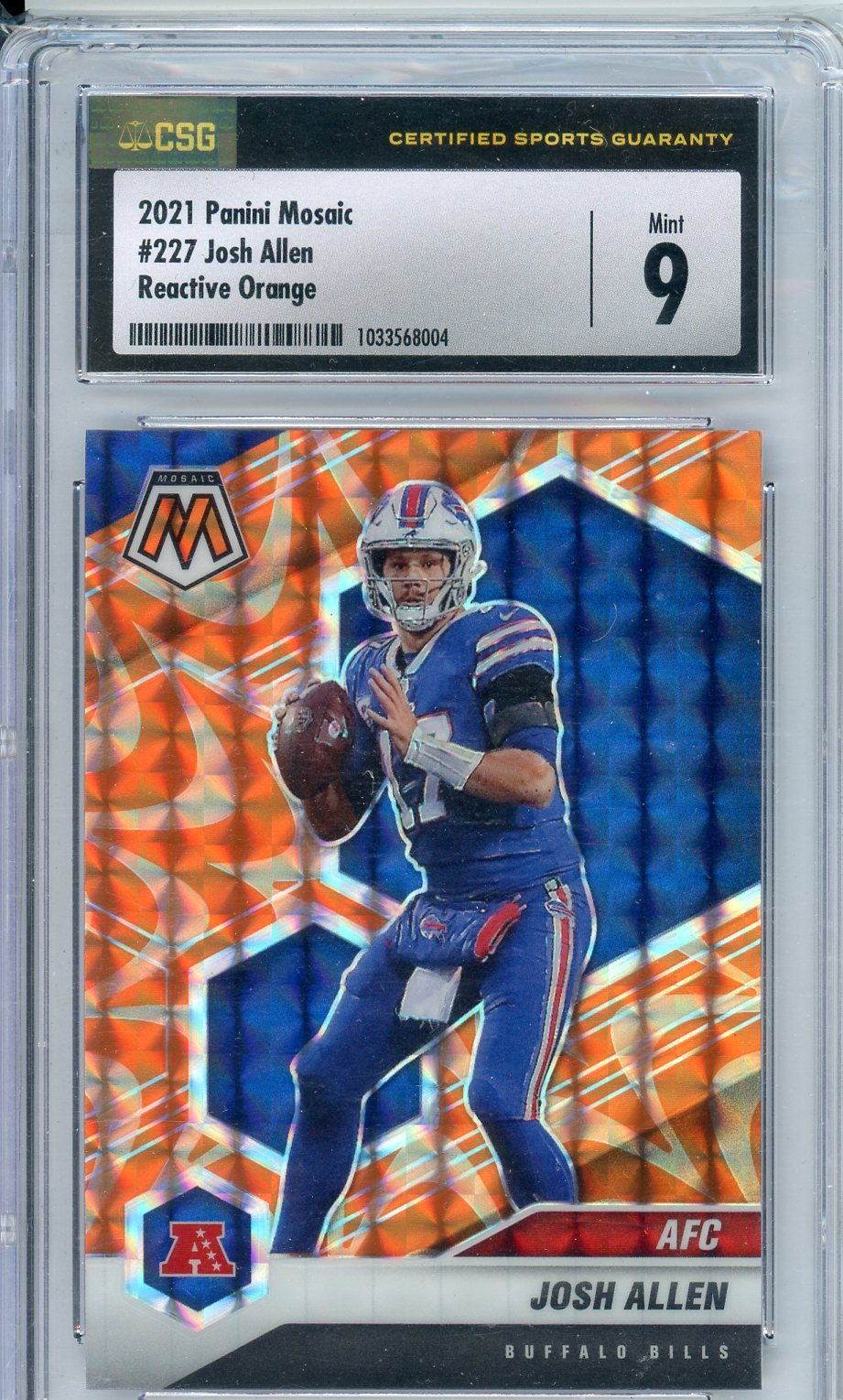 2021 Panini Mosaic Josh Allen Graded Football Card CSG 9