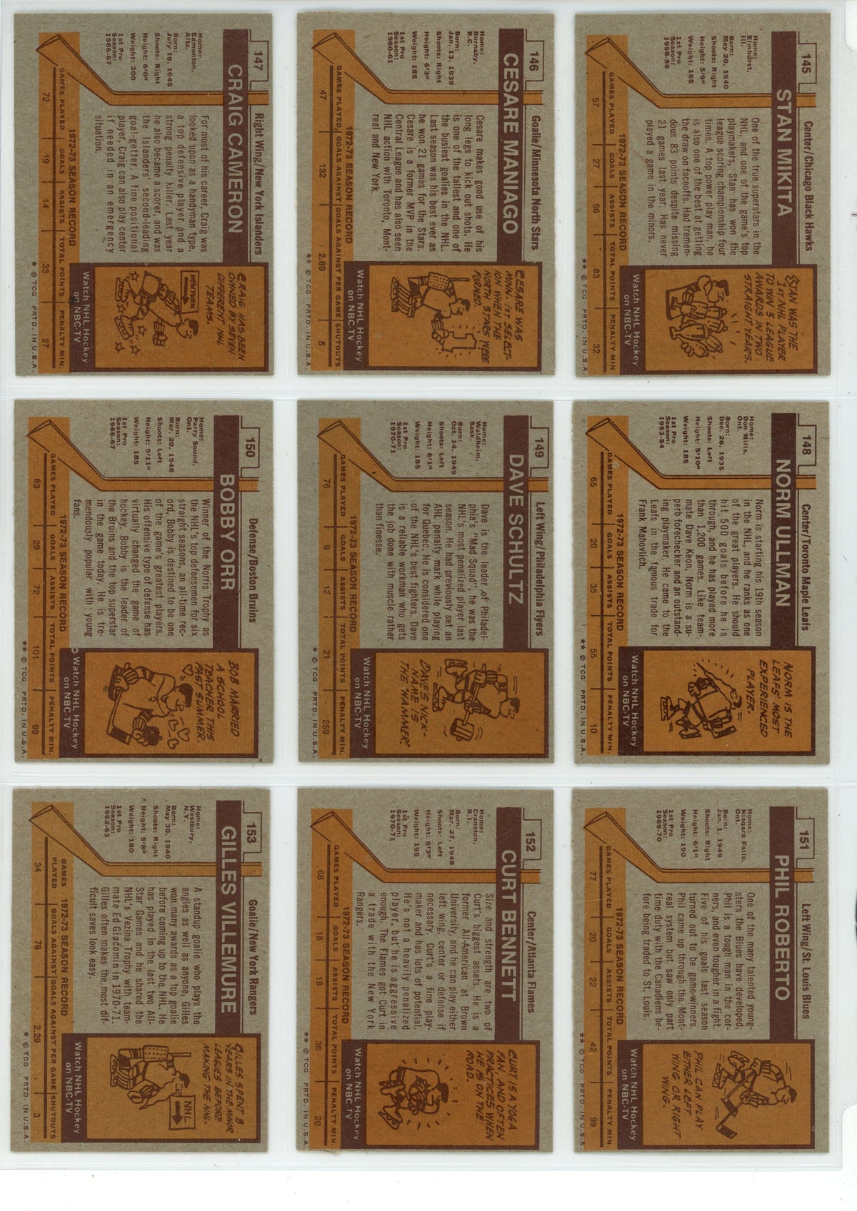 1973/74 Topps NHL Hockey Card Complete Set (198 Cards) Bobby Orr, Ken Dryden EX+ / NM