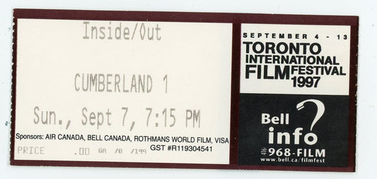 Inside/Out Vintage Movie Pass Toronto International Film Festival 1997