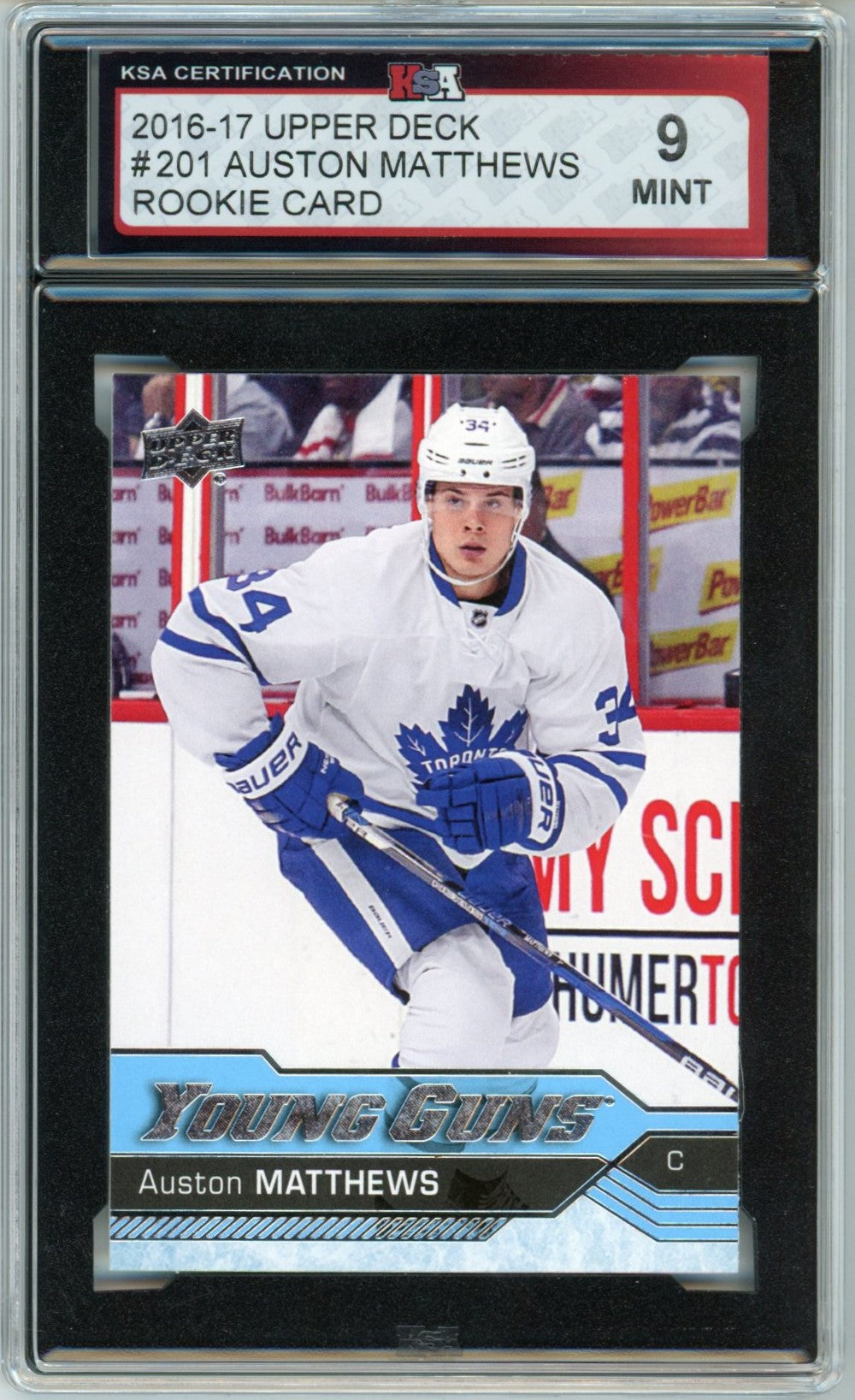 2016/17 Upper Deck Auston Matthews Young Guns Graded Rookie Card #201 KSA 9