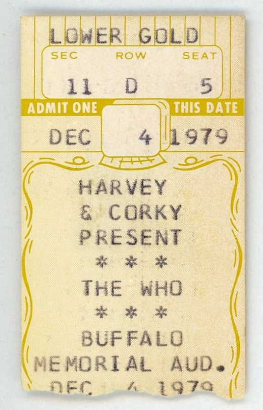The Who Vintage Concert Ticket Buffalo Memorial Auditorium (Buffalo, 1979)
