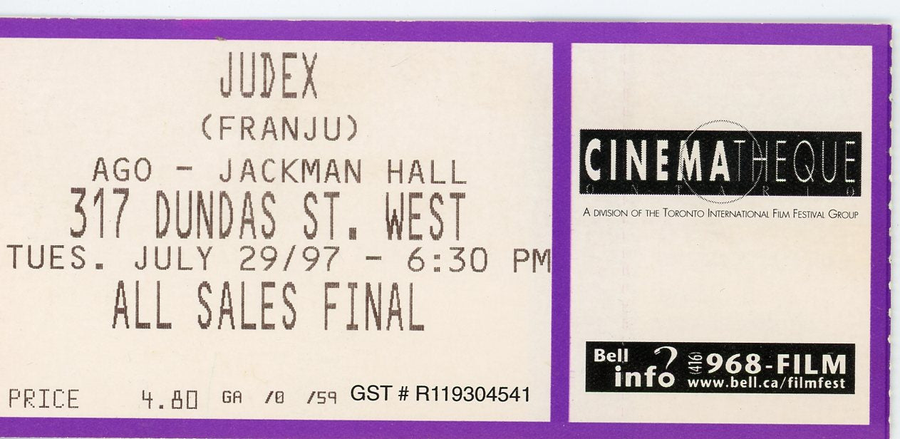 Judex (1997) Vintage Movie Pass Cinematheque Ontario