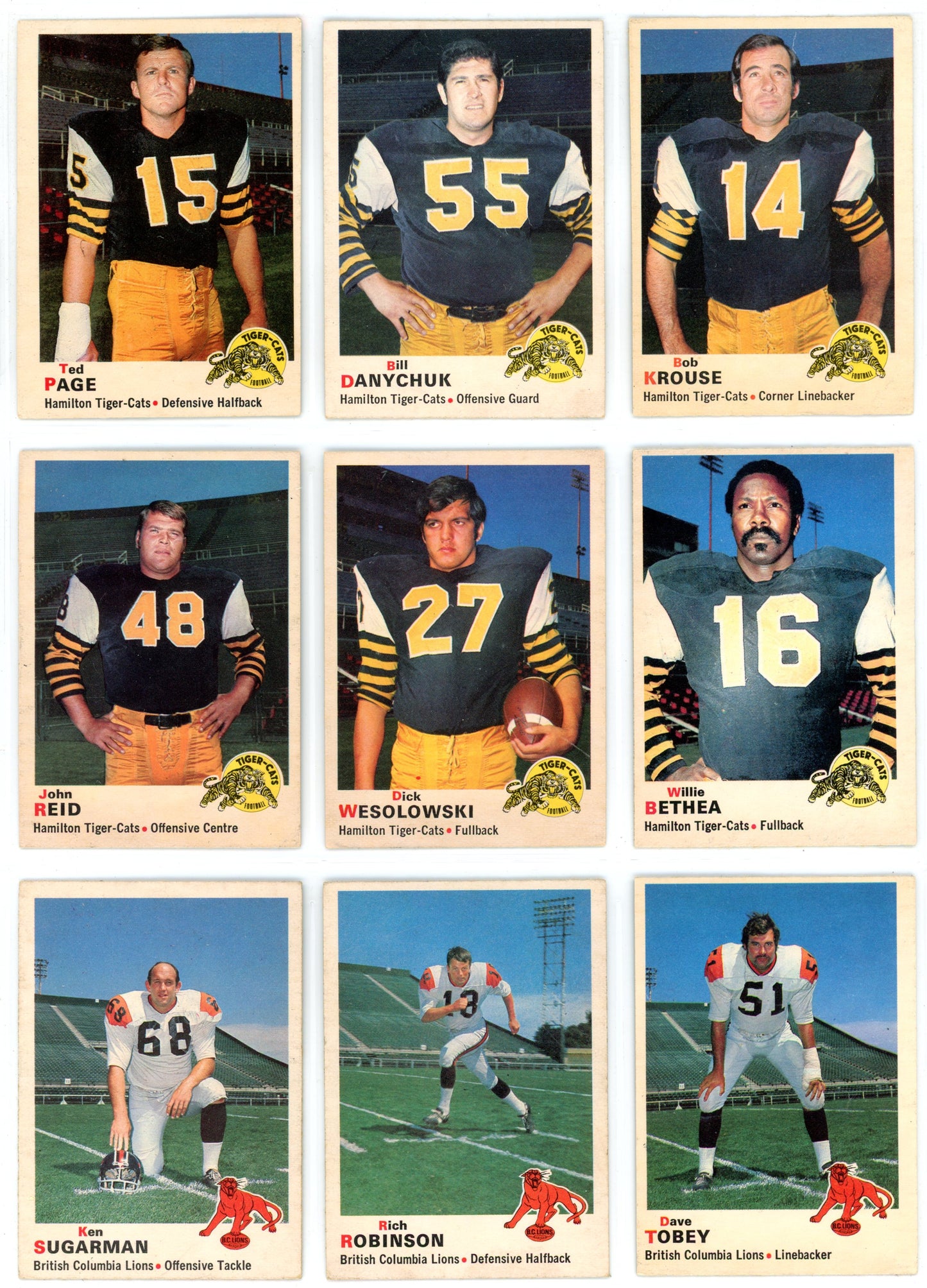 1970 OPC O-Pee-Chee CFL Football Complete Set (115 Cards) EX+ Marked Checklist